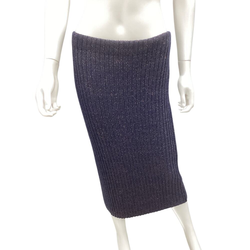 Rag & Bone New York Skirt Women’s Size S Sweater Skirt Midi Navy MetallicThread